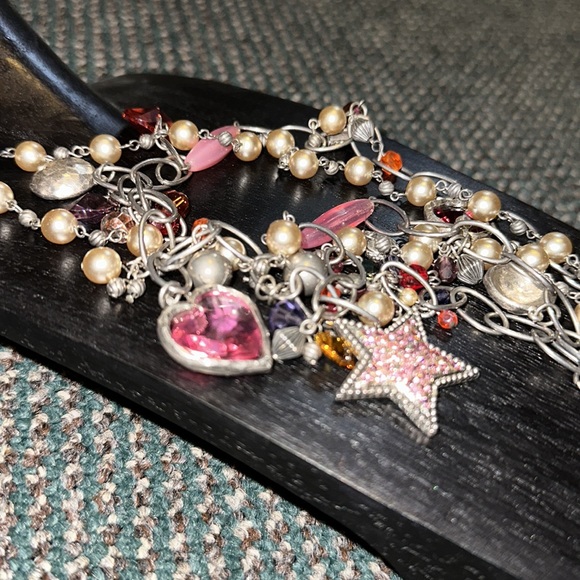 POGGI PARIS Embellished Crystal Gem Layered Charm Necklace - Picture 3 of 9